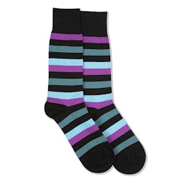 Persian Plum, Teal Blue, & Capri Black Striped Socks